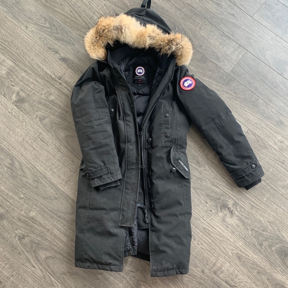 Canada Goose Black Puffer Coat with Fur Trim